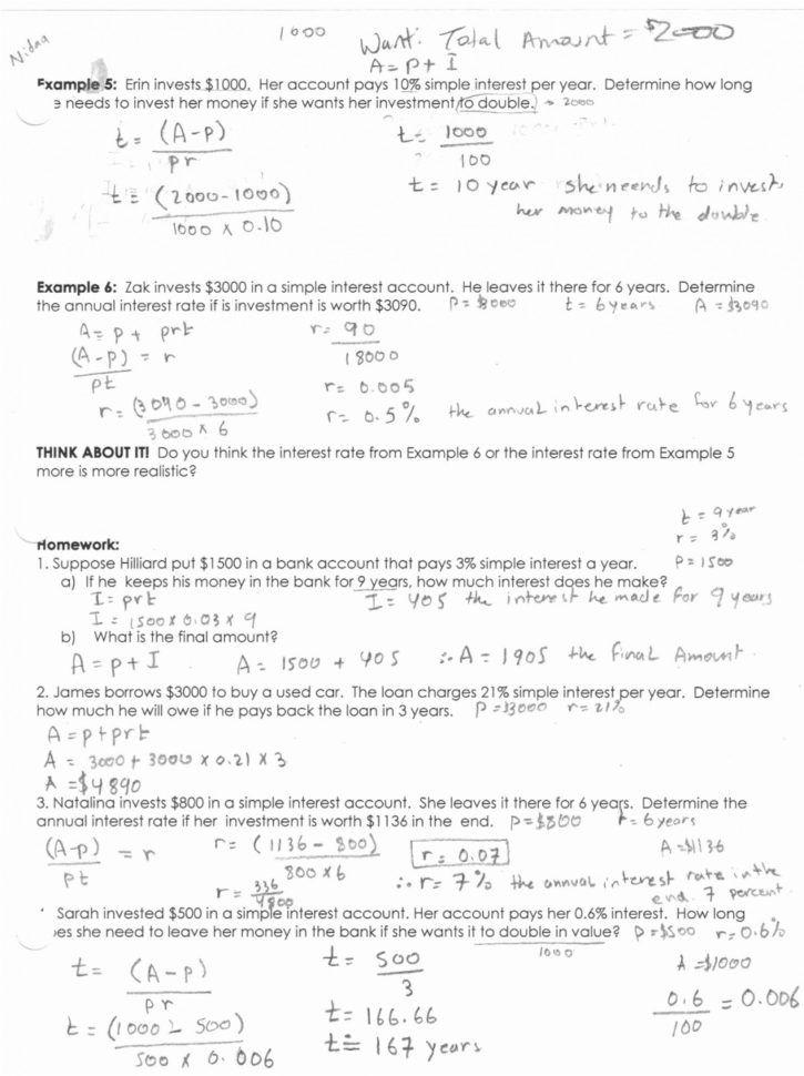 Fact Finder Simple Simple Interest Worksheet Awesome Line
