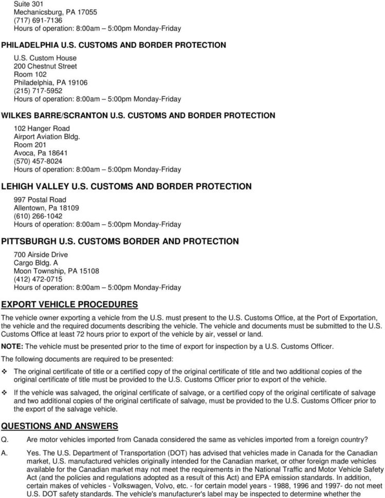 Fact Sheet Imported And Exported Vehicles Procedures  Pdf