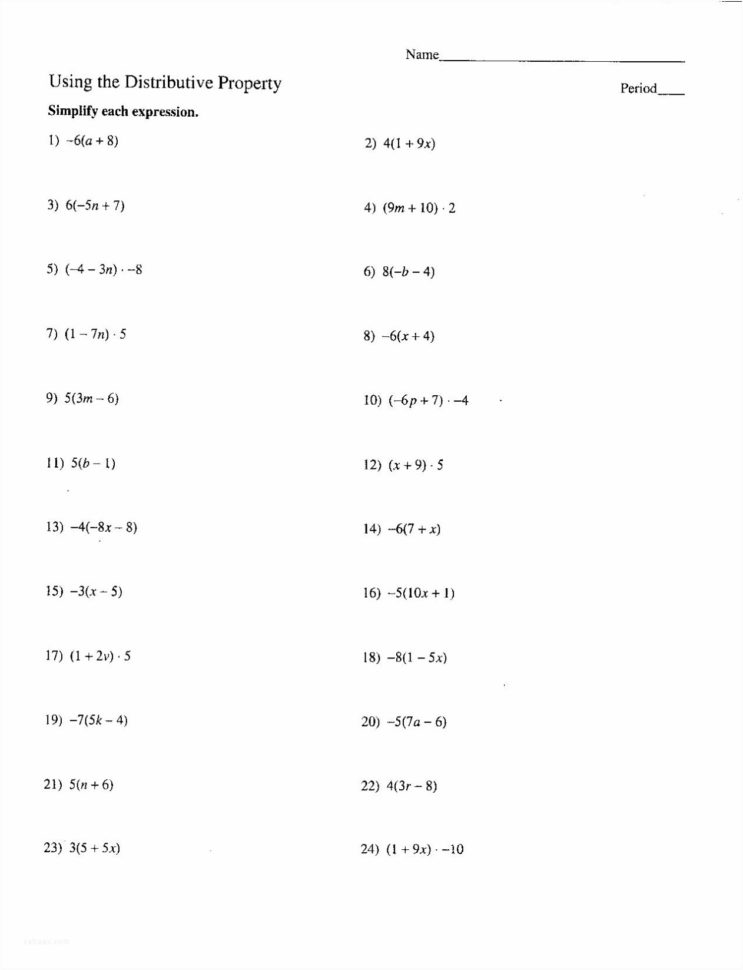Factoring Distributive Property Worksheet On Gas Laws