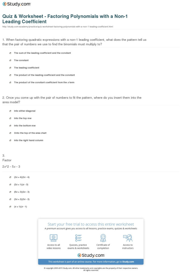 Factoring Polynomials Worksheet With Answers Algebra 2 Kuta