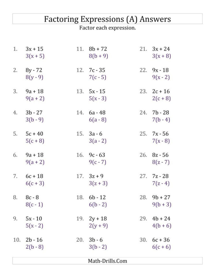 Factoring Quadratics Worksheet Answers Db excel