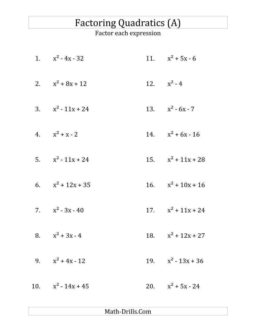 Factoring Quadratics Worksheet Answers Math Worksheets Grade 4 Solar