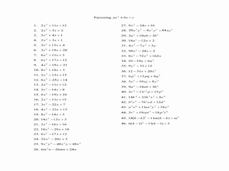 Factoring Trinomials A 1 Worksheet — db-excel.com