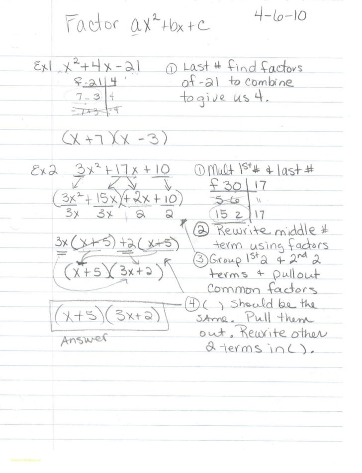 Factoring Trinomials Of The Form Ax2 Bx Ax2Bxc Worksheet —