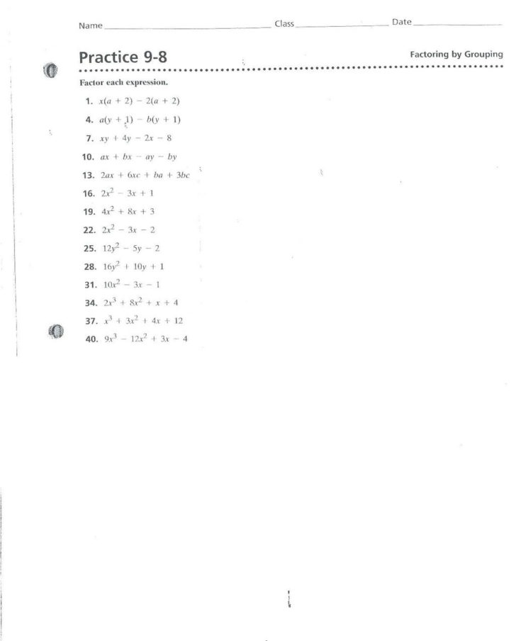 Factoring X2 Bx C Worksheet Answers