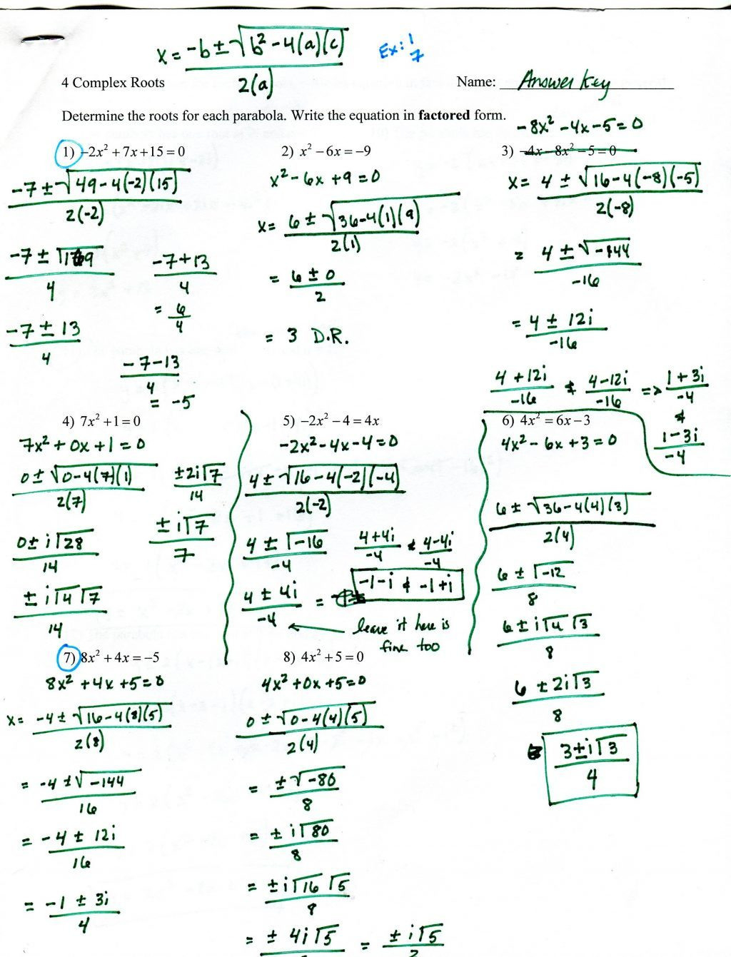 Factoring Trinomials Worksheet With Answer Key Integers