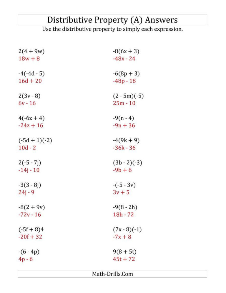 Factoring Using The Distributive Property Worksheet Answers Db excel