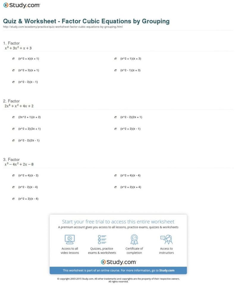 Factoringgrouping Worksheet Answers