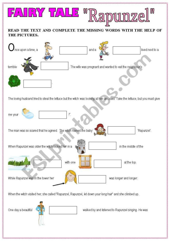 Fairy Tale  Rapunzel Part1  Esl Worksheetjphoenix