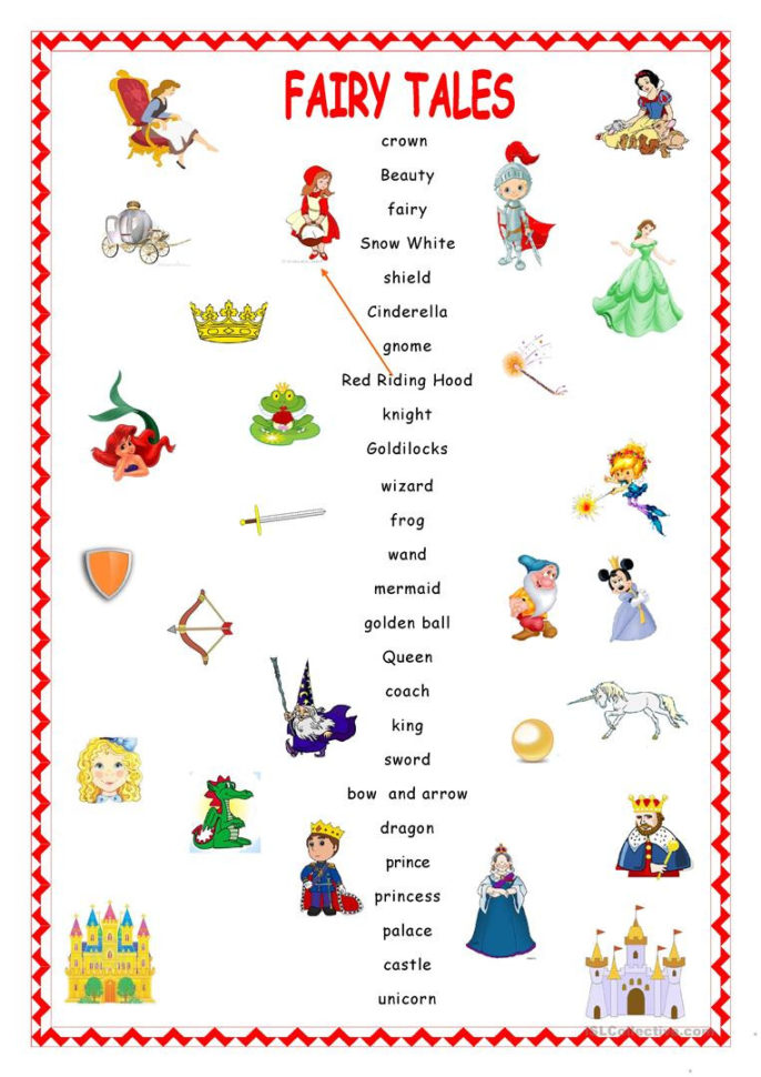 Fairy Talesmatching  English Esl Worksheets