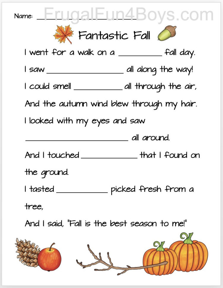Fall Five Senses Lk Fillintheblanks Poem  Frugal Fun For Boys