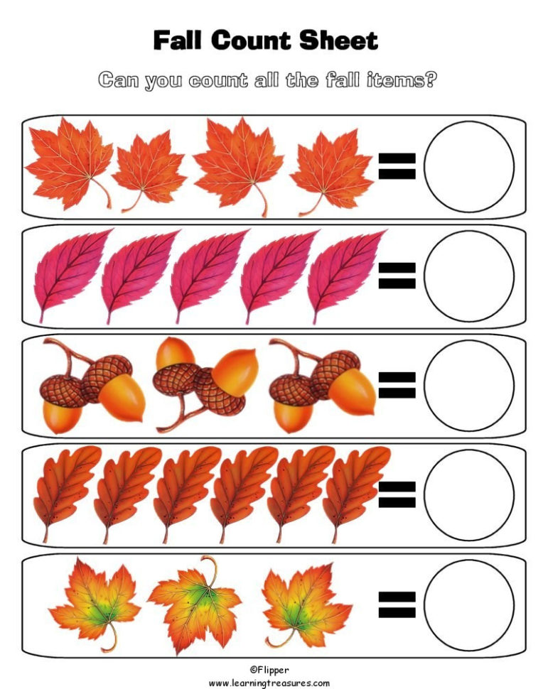 Fall Math Worksheet For Kids
