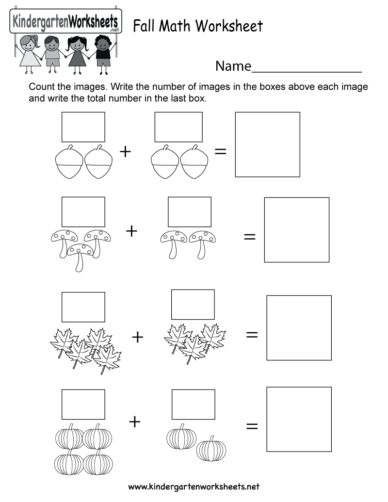 Fall Math Worksheet  Free Kindergarten Seasonal Worksheet