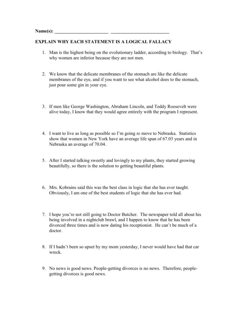 Logical Fallacies Quiz With Answers Pdf