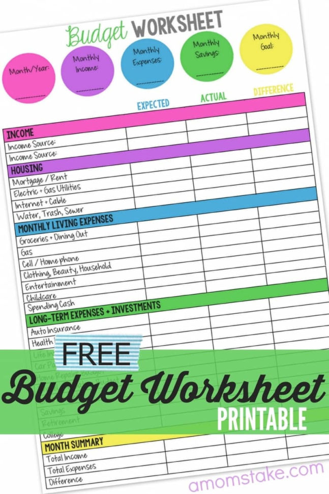 Family Budget Worksheet  A Mom's Take