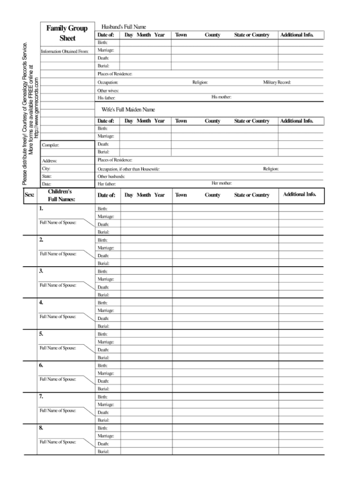 Family Group Sheet Fill Online Printable Fillable Blank — Db-excel.com