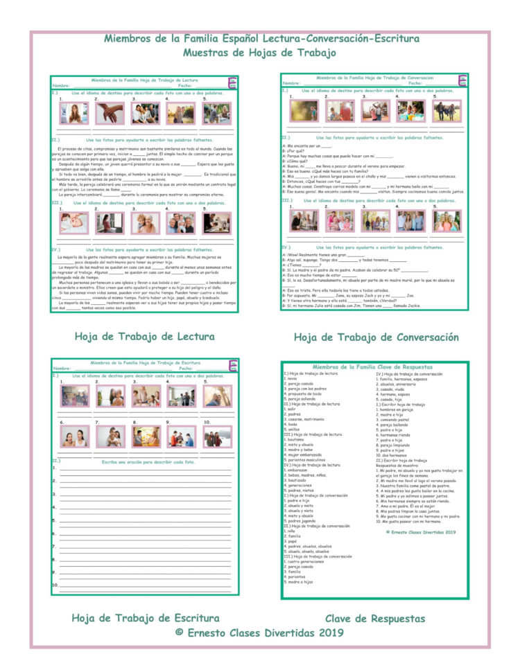 Family Members Spanish Readinonversationwriting Worksheets Family Members Spanish Readinonversationwriting Worksheets