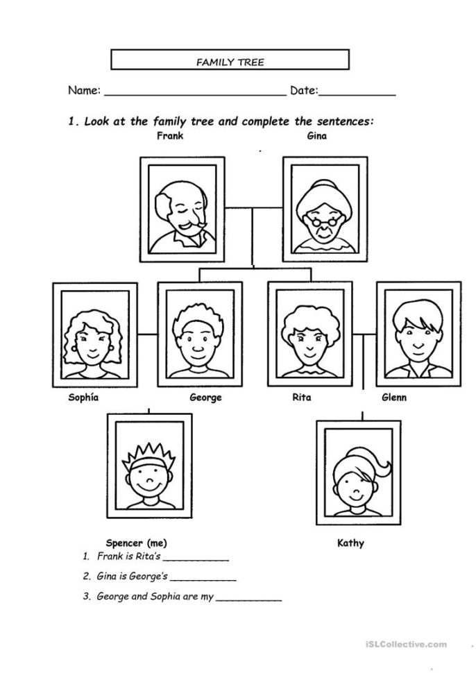 Family Tree  English Esl Worksheets