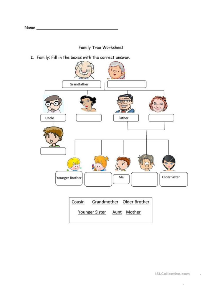 Family Tree Worksheet  English Esl Worksheets
