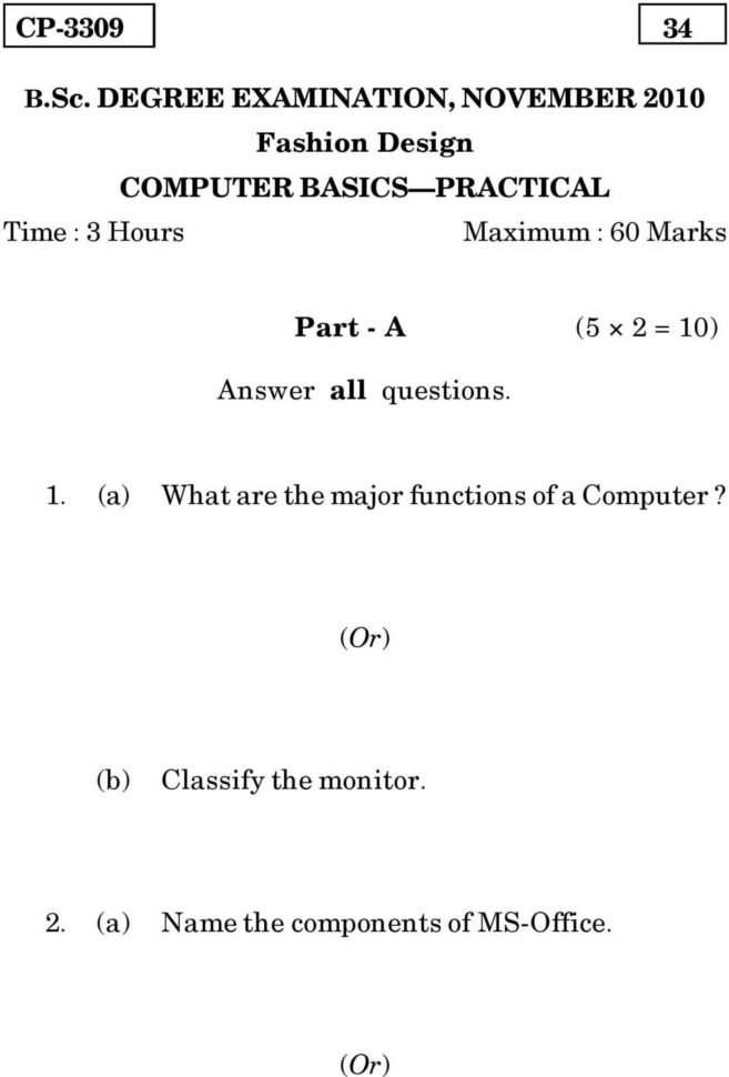Fashion Design Computer Basics Practical Time  3 Hours