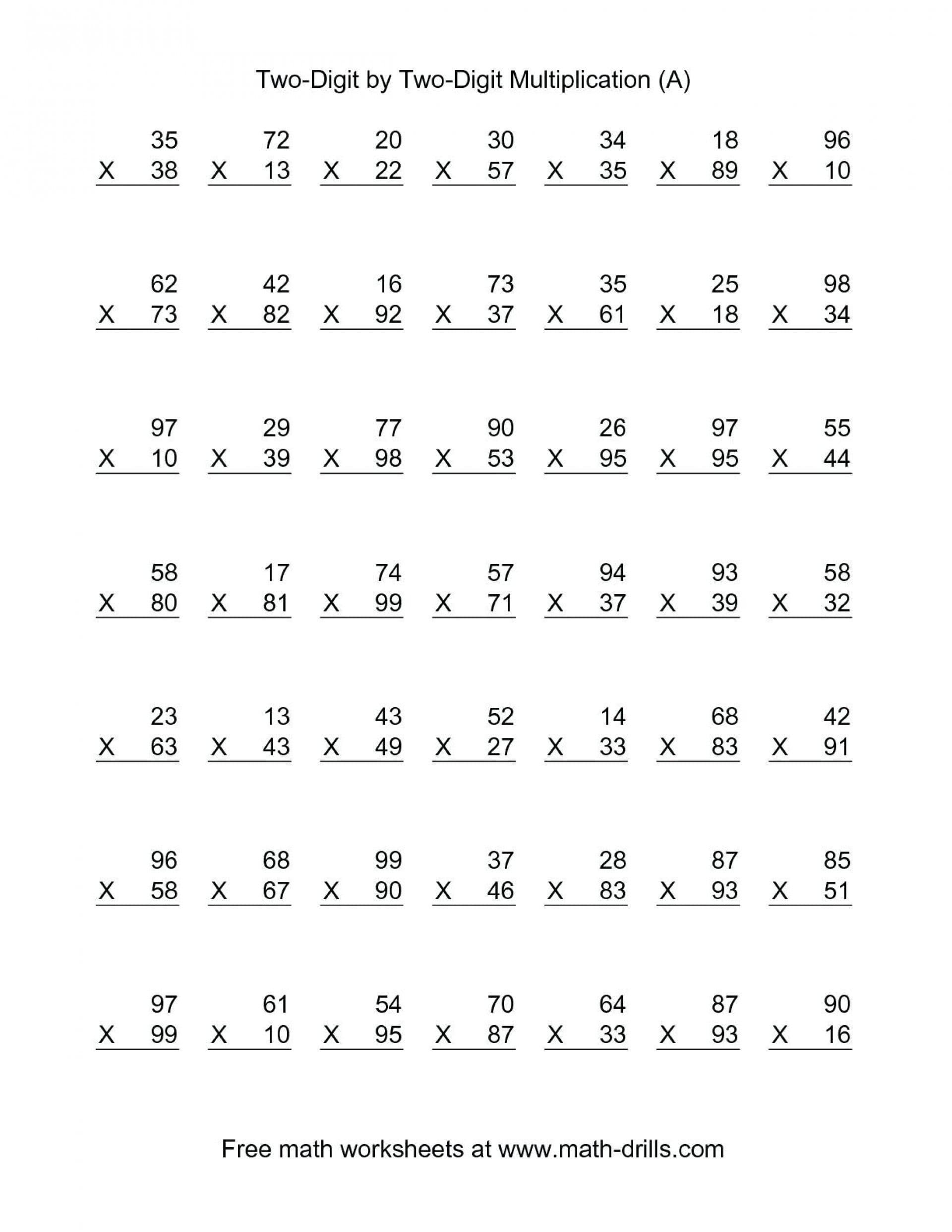 Fearsome Multiplication Of 2 Digit Numbers Worksheets