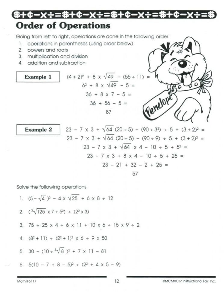 Fearsome Order Of Operations Math Worksheet Worksheets