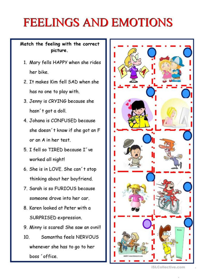 Feelings And Emotions  English Esl Worksheets
