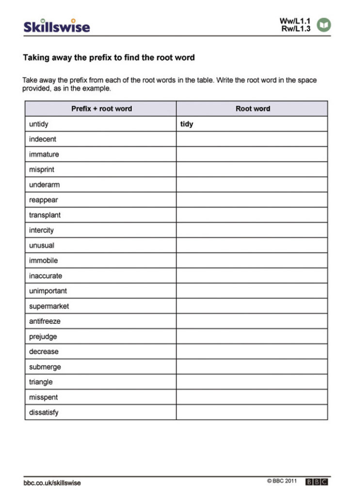 Root Words Worksheet — db-excel.com