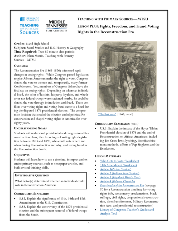 Fights Freedom And Fraud Voting Rights In The Reconstruction Era