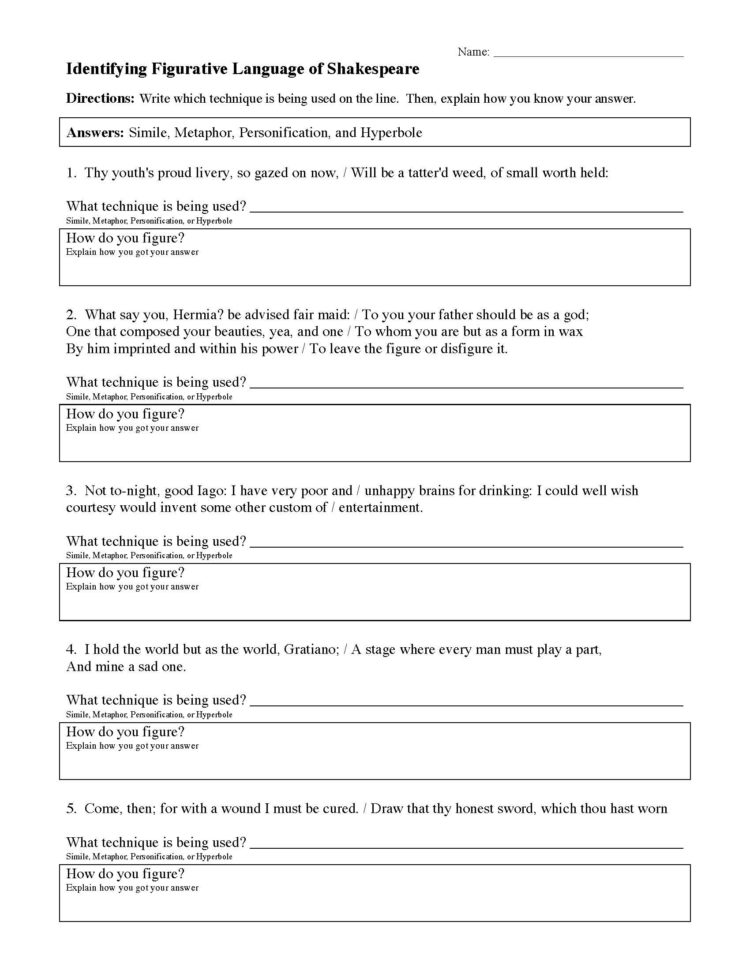 Figurative Language Of Shakespeare  Preview
