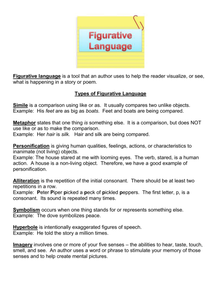 Figurative Language Worksheet 1