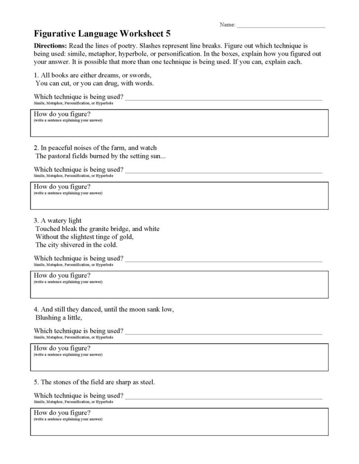 Figurative Language Worksheet 5 | db-excel.com