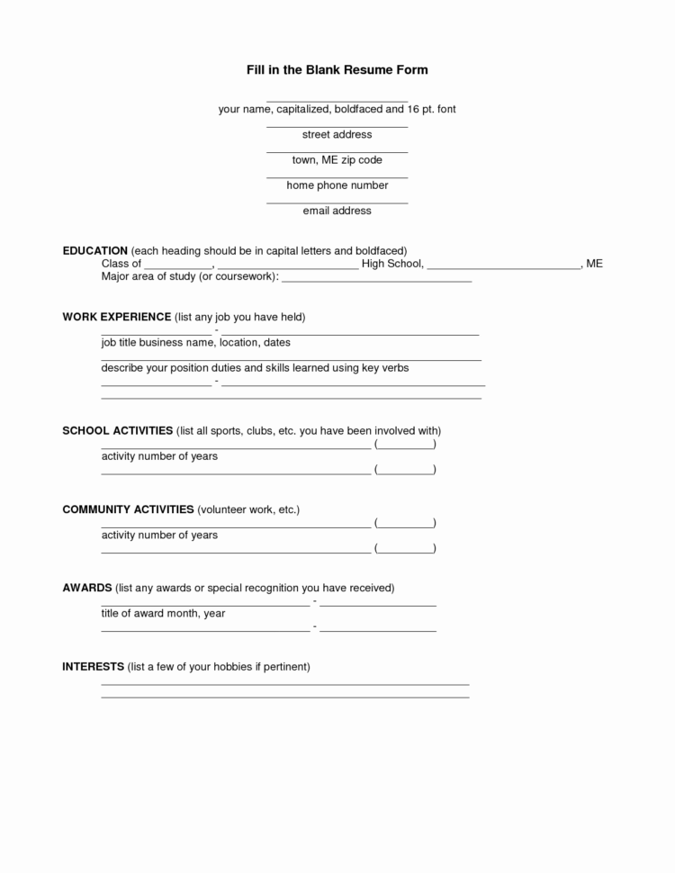 Fill In Resume  Beautiful 13 Best Of Simple Resume