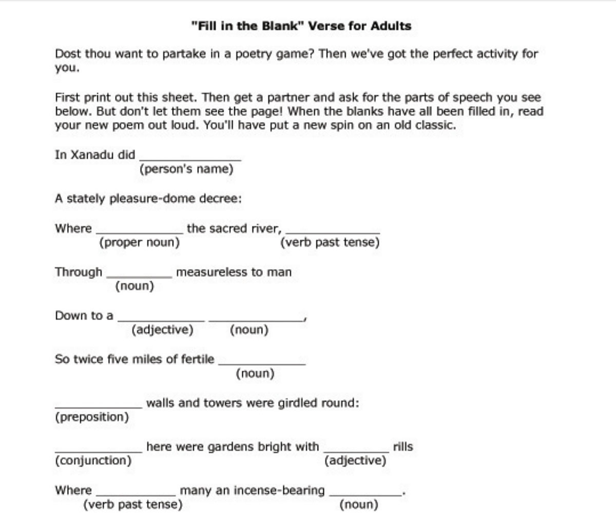Fill In The Blank" Verse For Adults Worksheet  Familyeducation