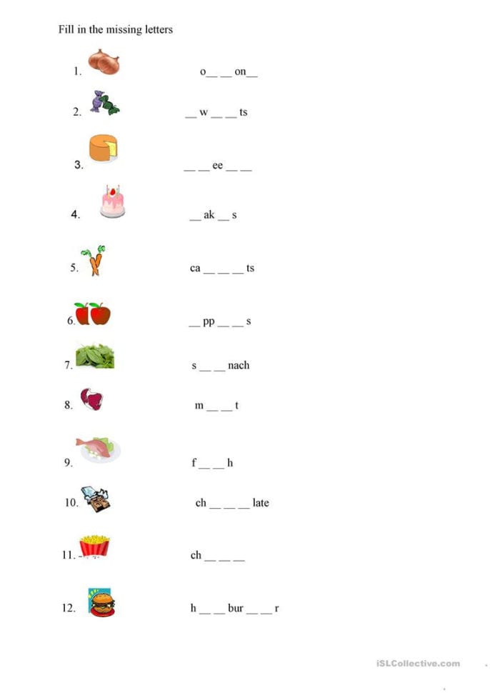 Fill In The Missing Letters  English Esl Worksheets