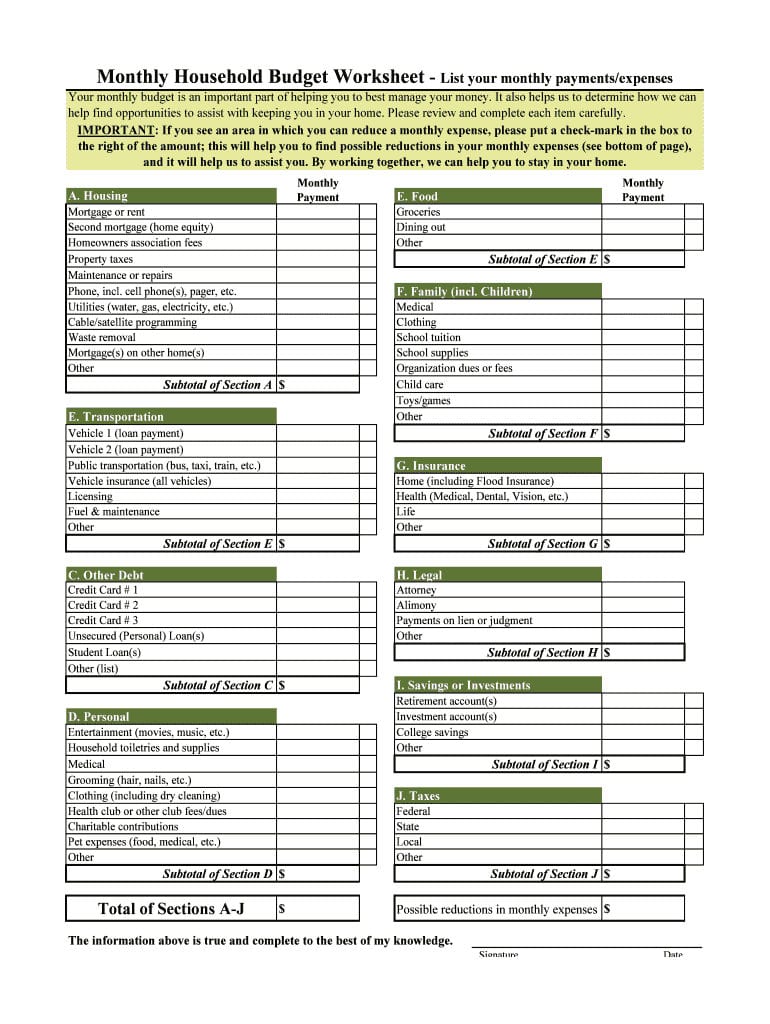 Fillable Budget Worksheet Pdf  Fill Online Printable