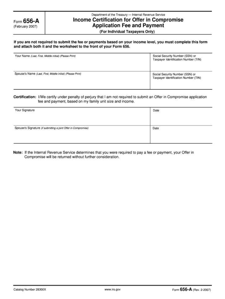 Fillable Form 656  Fill Online Printable Fillable
