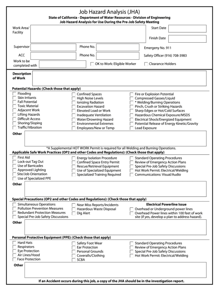 Fillable Online Job Hazard Analysis Jha Form Rev 1Pdf — db-excel.com