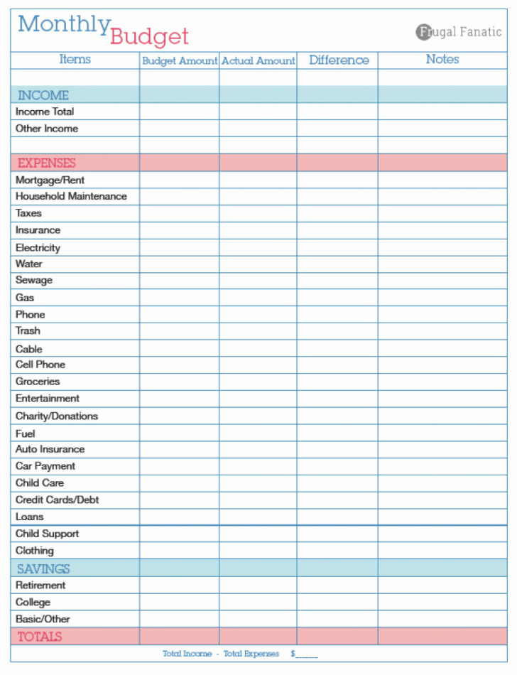 Financial Worksheet Template
