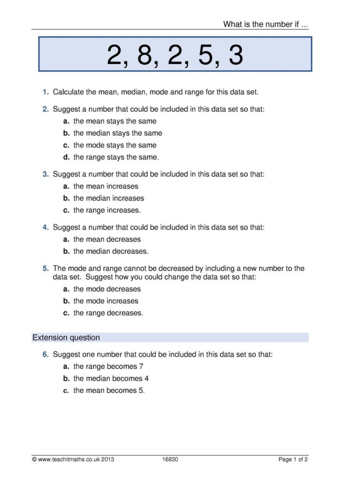 Finding Averages Worksheet
