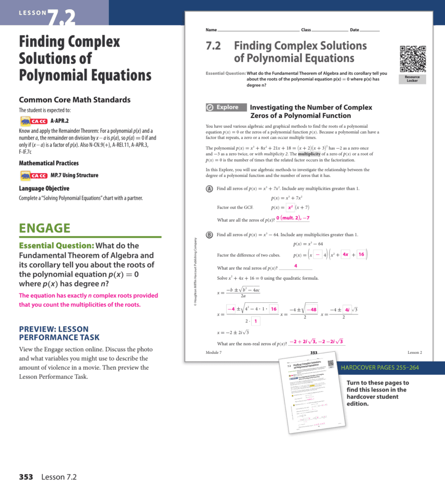 Finding Complex Solutions Of Polynomial Equations