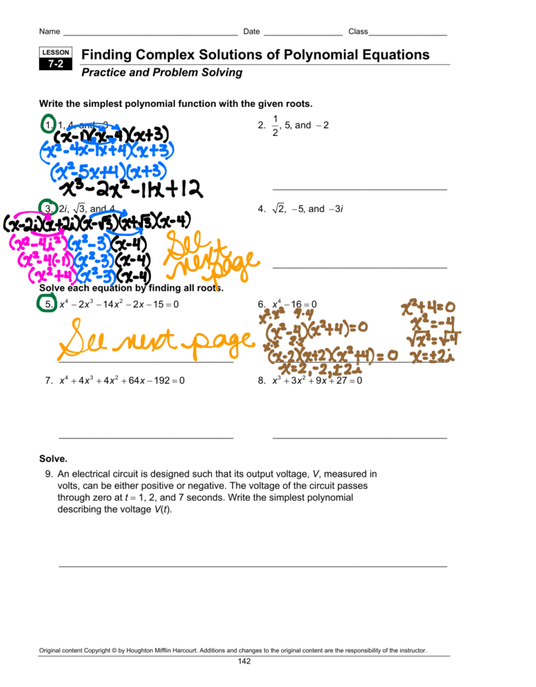 Finding Complex Solutions Of Polynomial Equations