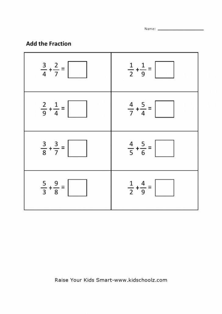 Comparing Fractions Worksheet 4Th Grade