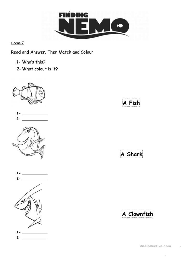 Finding Nemo  English Esl Worksheets