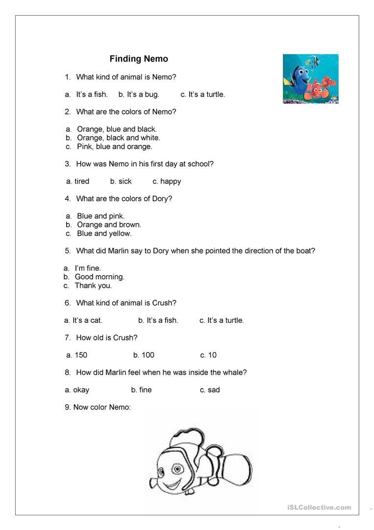 Finding Nemo English Esl Worksheets Db excel