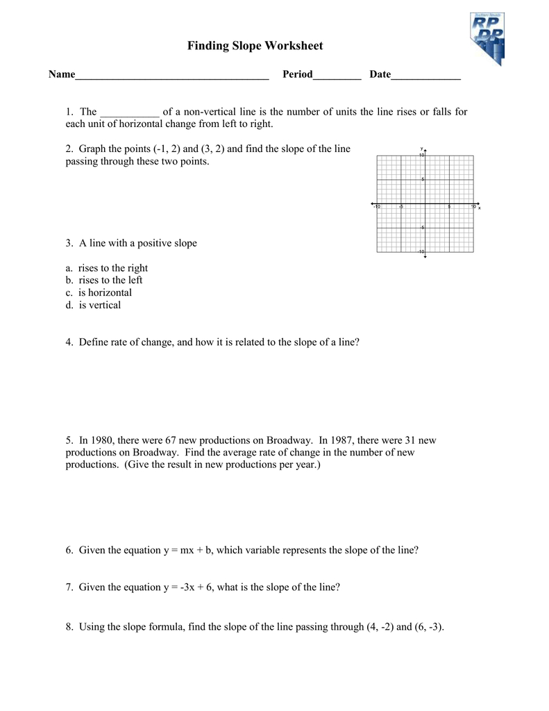 Finding Slope Worksheet — Db 4590