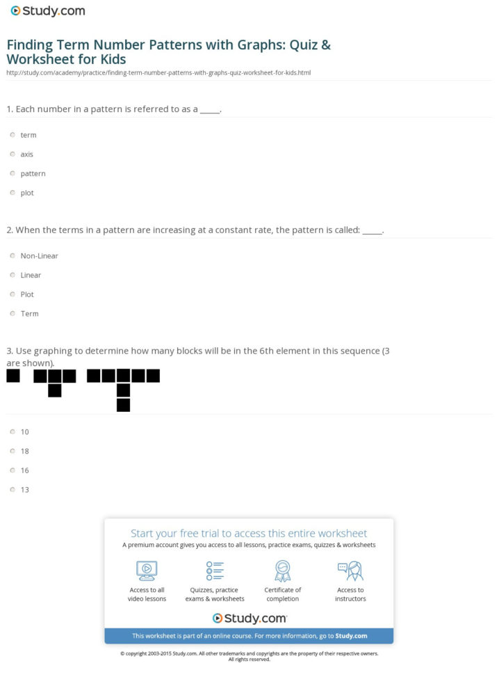Finding Term Number Patterns With Graphs Quiz  Worksheet