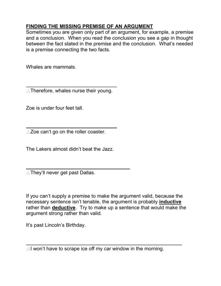 Finding The Missing Premise Of An Argument