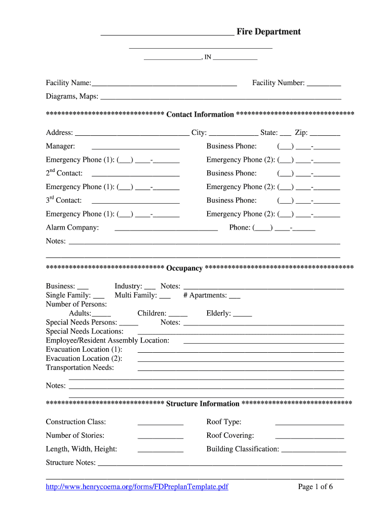 Fire Department Pre Plan Forms Fillable  Fill Online