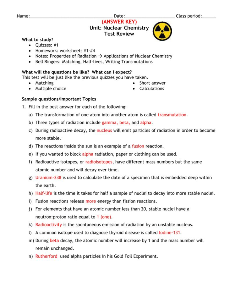 Fission Fusion Worksheet Answers